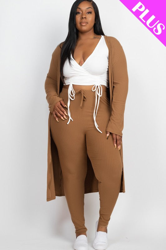 Plus Size casual Cardigan & Leggings Set