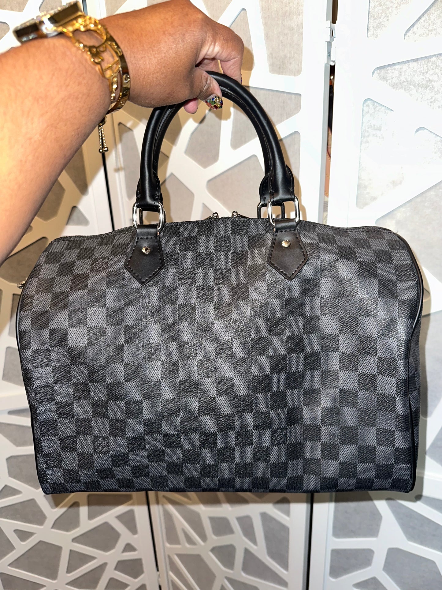 Black checker bag