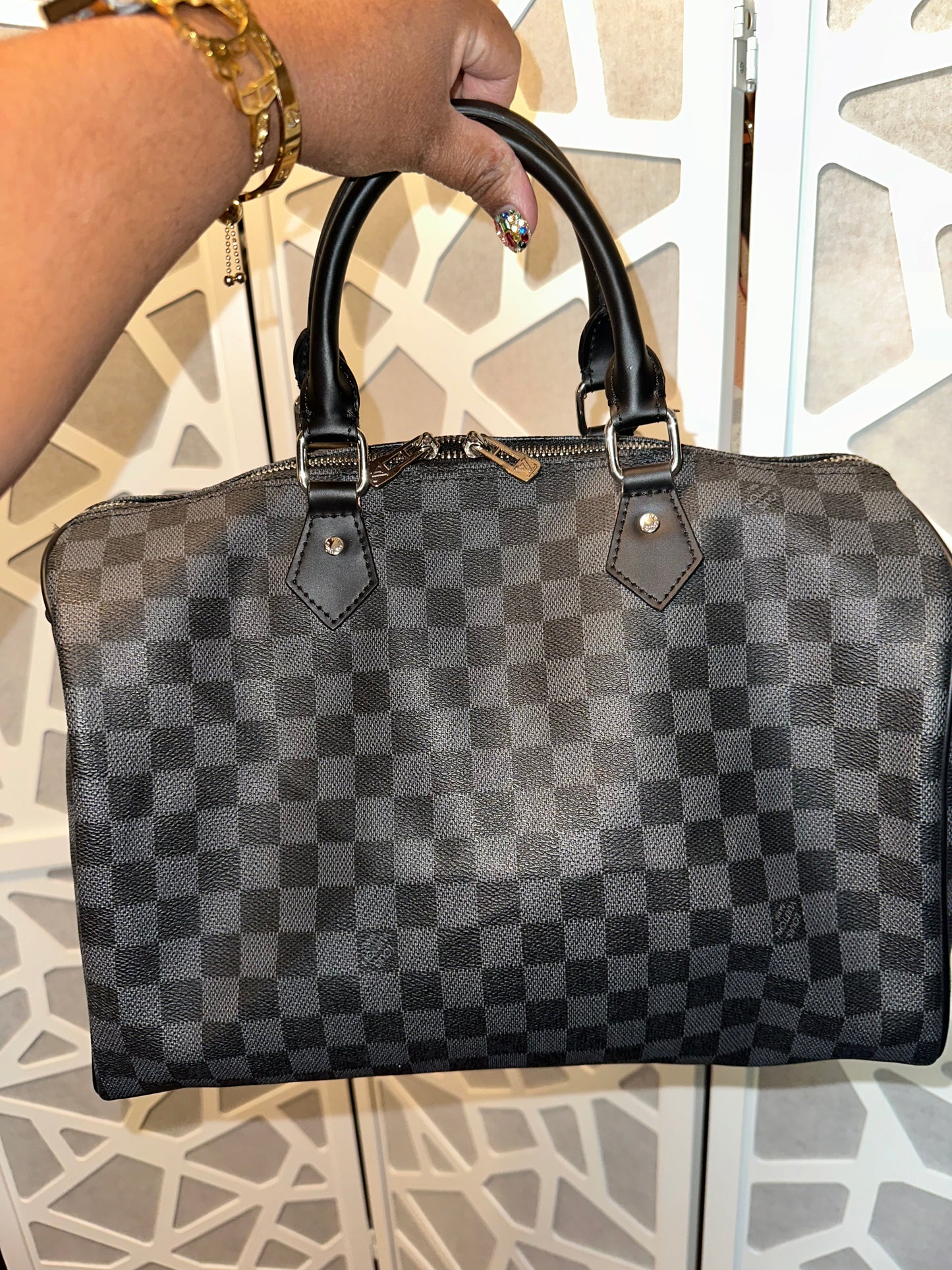 Black checker bag