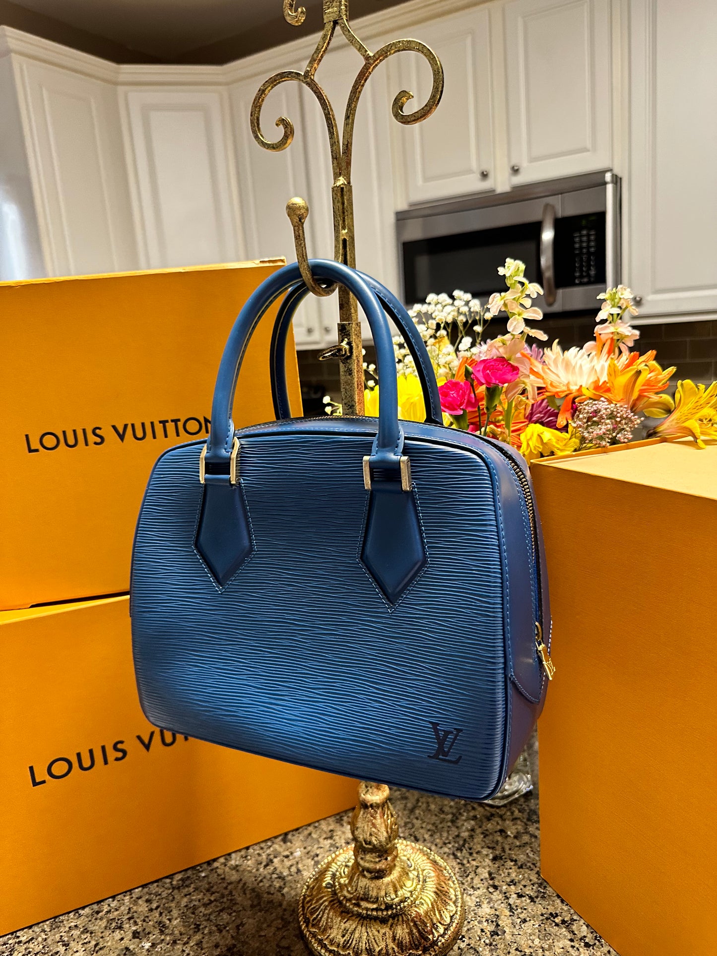 Louis Vuitton Toledo Blue Epi Leather Sablons Bag