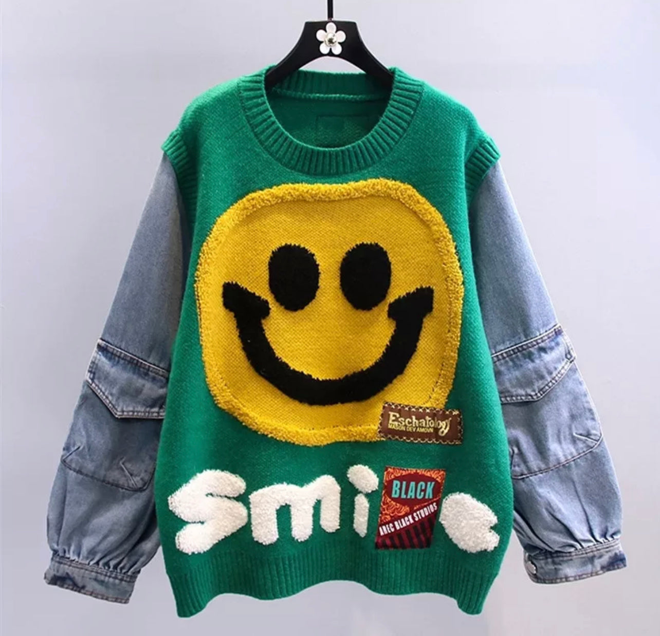 Smiley Patch Sweater